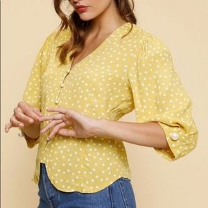 Rouje Dalida blouse polka dot top pearl buttons